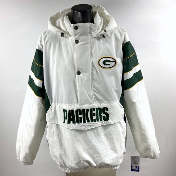 FALL 2023 GREEN BAY PACKERS STARTER Half Zip Pull Over WHITE Jacket 3X 4X 5X
